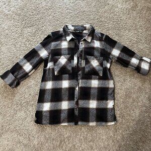 Long Tall Sally brown plaid rolled-sleeve shirt | brown check flannel